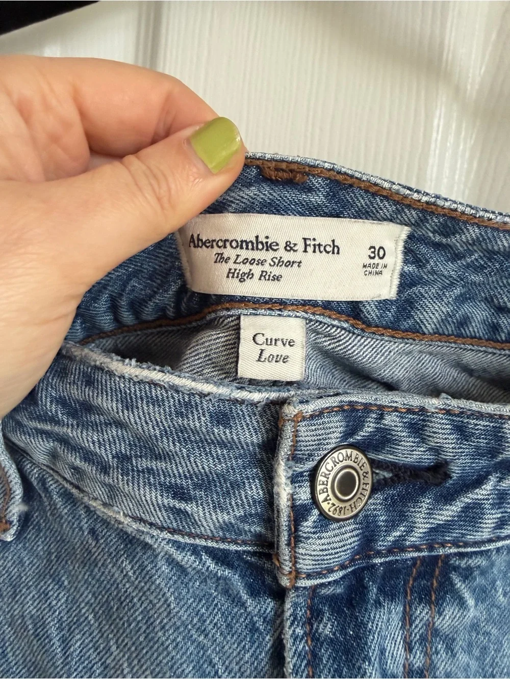 Abercrombie & Fitch Light Blue Distressed Denim Shorts - Picture 2 of 3